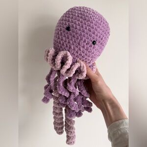 Soft Squishy Handmade Purple Pink Crochet Jellyfish Plush Amigarumi Sensory Toy